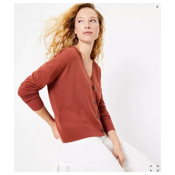 LOFT Relaxed V-Neck Cardigan - Picture 1 of 2
